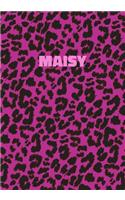 Maisy: Personalized Pink Leopard Print Notebook (Animal Skin Pattern). College Ruled (Lined) Journal for Notes, Diary, Journaling. Wild Cat Theme Design wi