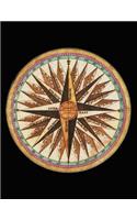Notebook: 8.5 X 11 202 Lined Pages Old World Nautical Star Compass Notebook