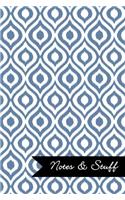 Notes & Stuff Lined Notebook With Blue-gray Ikat Pattern Cover