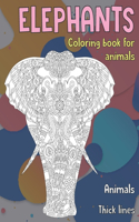 Coloring Book for Animals - Animals - Thick Lines - Elephants