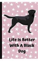 Life Is Better With A Black Dog: Anxiety Journal and Coloring Book 6x9 90 Pages Positive Affirmations Mandala Coloring Book