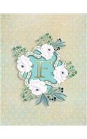 F: Initial Monogrammed Journal Notebook Floral for Women Girls Blank Wide Lined