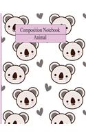 Composition Notebook Animal: Primary Writing Book, Wide Ruled SOFT Cover Marble Kid Girl Boy Elementary Grade Back To School Supplies, Student Teacher Lined Drawing Journal (Vol
