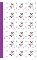 Journal: Dog Yoga (Pug Yoga/Purple) 6x9 - LINED JOURNAL - Writing journal with blank lined pages