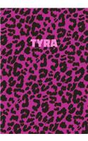 Tyra: Personalized Pink Leopard Print Notebook (Animal Skin Pattern). College Ruled (Lined) Journal for Notes, Diary, Journaling. Wild Cat Theme Design wi
