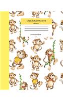 Wide Ruled Monkey Notebook Composition Book: Cute Workbook Journal for Kids. 8" x 10" 120 Pages. Banana Treats Cover