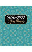 2020-2022 3 Year Planner: Blue Color, 36 Months Appointment Calendar, Agenda Schedule Organizer Logbook, Business Planners and Journal With Holidays and inspirational Quotes