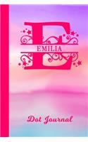 Emilia Dot Journal: Personalized Custom First Name Personal Dotted Bullet Grid Writing Diary - Cute Pink & Purple Watercolor Cover - Daily Journaling for Journalists & 