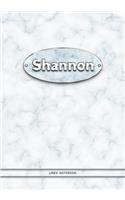 Shannon - Lined Notebook: College Ruled Blank Pages Plus Extra Date Neutral Calendar (12 Months) and Notepad Sketch Designs. Cover Print White Marble Background with Silver-I