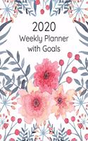 2020 Weekly Planner with Goals: Schedule your days to achieve your dreams in this beautiful 8.5 x 11 blue and red floral notebook with space for your appointments, priorities, and 