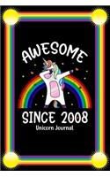 Awesome Since 2008 Unicorn Journal