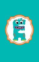 Monster Monogram Journal - Letter E: Toothy Teal Colored Monster in Shape of a Letter E on Multi Color Background