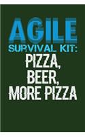 Agile Survival Kit: Pizza, Beer, More Pizza: Dark Green, White & Blue Design, Blank College Ruled Line Paper Journal Notebook for Project Managers and Their Families. (