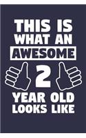 Blank Lined Journal, Notebook, Diary, Planner - This Is What An Awesome 2 Year Old Looks Like - 2nd Birthday Gift For Boys And Girls: Medium College-Ruled Journey Diary, 110 page, Lined, 6x9 (15.2 x 22.9 cm)