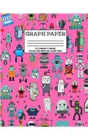 Graph Paper: Notebook Cute Robot Robotic Pattern Cover Half Blank Half 5x5 Graphing Paper Composition Book Cute Pattern Cover Graphing Paper Composition Book