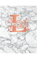 Laura: Personalized Journal Notebook for Women or Girls. Monogram Initial L with Name. White Marble & Rose Gold Cover. 8.5" X 11" 110 Pages Lined Journal P