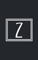 Z: Personalized Monogrammed Initial Writing Journal, Notebook or Diary for Girls, Women, Boys and Men. Black with White Alphabet Lettering, 6x9 110 Bla