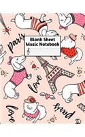Blank Sheet Music Notebook: Easy Blank Staff Manuscript Book Large 8.5 X 11 Inches Musician Paper Wide 12 Staves Per Page for Piano, Flute, Violin, Guitar, Trumpet, Drums, Cell