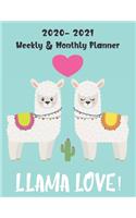 Llama Love 2020 - 2021 Weekly & Monthly Planner