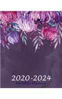 Monthly Planner 2020-2024: Purple Floral, 60 Months Appointment Calendar, Agenda Schedule Organizer Logbook, Business Planners and Journal With Holidays and inspirational Quot