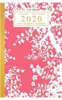 January - December 2020 Daily & Weekly Planner: Mini Calendar; Pink Cherry Blossoms