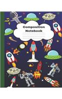Composition Notebook: Wide Ruled Composition Notebook Outerspace Astronomy Theme