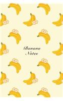 Banana Notes: 6"x9" Unruled Blank Notebook Watercolor Texture Design Tropical Organic Fruit Pattern Cover. Matte Softcover Note Book Journal