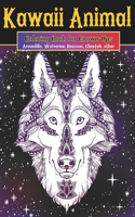 Kawaii Animal - Coloring Book for Grown-Ups - Armadillo, Wolverine, Raccoon, Cheetah, other