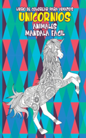Libro de colorear para adultos - Mandala Fácil - Animales - Unicornios