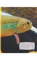 Fly Fishing Fisherman Stream Wild Brown Brook Trout College-Ruled Blank Line School Notebook