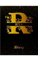 Riya Diary: Letter R Personalized First Name Personal Writing Journal Black Gold Glittery Space Effect Cover Daily Diaries for Journalists & Writers Note Taking