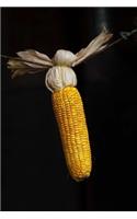 A Yellow Ear of Corn on a Black Background Maize Journal: 150 Page Lined Notebook/Diary