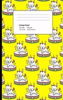 College Ruled 200 Pages: Yellow Cat Unicorn Composition Notebook, Unicorn Cat College Composition Book, Notebook For Girls That Love Caticorns