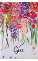 Gia: Personalized Lined Journal - Colorful Floral Waterfall (Customized Name Gifts)