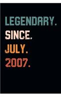 Blank Lined Journal, Notebook, Diary, Planner - Legendary Since July 2007 - 12th Birthday Gift For 12 Years Old Boys and Girls born in July: Medium College-Ruled Journey Diary, 110 page, Lined, 6x9 (15.2 x 22.9 cm)