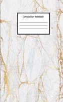Composition Notebook: White And Gold Marble College Ruled Blank Lined Cute Notebooks for Girls Teens Kids School Writing Notes Journal 100 Pages (7.5 x 9.25 in)