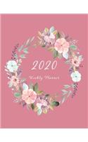 2020 Weekly Planner: Women's Dated Monthly Planning Daily Schedule Habit Tracker Goals Gratitude 8.5 x 11 110 Pages Hearts Pink Floral