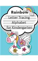 Rainbow Unicorn Trace Letters alphabet for kindergarten: Letter a tracing sheet - abc letter tracing - letter tracing worksheets - tracing the letter for toddlers - A-z dots writing with arrows - handwriti