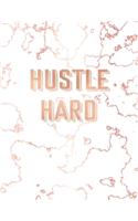 Hustle Hard: Inspirational Quote Notebook, Trendy White Marble and Rose Gold - 8.5 x 11, 120 Wide Ruled Pages