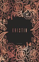 Kristin Dot Grid Notebook: Gold And Black Journal For Women, Floral Softcover With Name