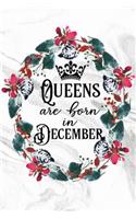 Queens Are Born in December: Marble Flower Journal for Women Lined Diary Keepsake Gift Compact 6x9 100 Pages Birthday Month Notebook