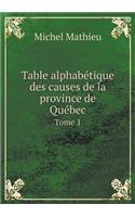 Table alphabétique des causes de la province de Québec Tome 1: (French)