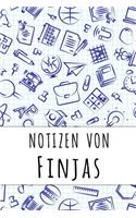 Notizen von Finjas: Kariertes Notizbuch mit 5x5 Karomuster für deinen personalisierten Vornamen