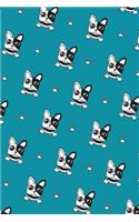 French Bulldog Dot Grid Journal: A Blank Dotted Notebook for Frenchie Dog Lovers: Notes, Planning, Journaling, Sketching: Teal Pattern Cover Design