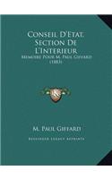 Conseil D'Etat, Section De L'Interieur