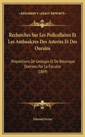 Recherches Sur Les Pedicellaires Et Les Ambualcres Des Asteries Et Des Oursins