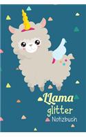 Llama glitter Notizbuch: Journal Arbeitsheft I Liniertes Papier mit integrierten Seitenzahlen l Ohne Ränder I Tagebuch I 120 Seiten I "6x9" I A5 I Soft Cover