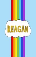 Reagan: Rainbow Cloud Personalized Name Composition Notebook - Cute Blue Red & Purple Wide Ruled Blank Lined Exercise Book & Journal for Students - Christma