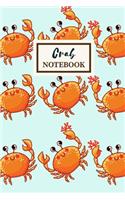 CRAB Notebook: Cute Gift for a School Kid, Medium Ruled Blank Journal: Blank Lined Note Book, 6 x 9 in (15.2 x 22.9 cm)