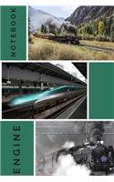 Engine Notebook: Gifts for train and steam engine lovers, men, boys, kids and him - Lined notebook/journal/diary/logbook